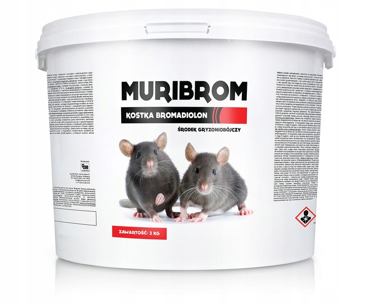 SILNA TRUTKA NA MYSZY I SZCZURY MURIBROM KOSTKA WOSKOWA BROMADIOLON