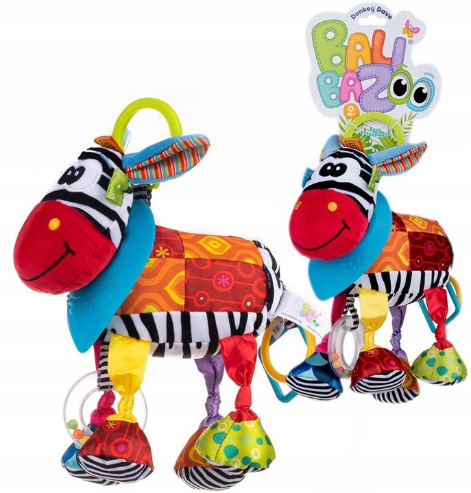 BalibaZoo OSIOŁEK DAVE Grzechotka Gryzak Szeleścik Metki ZAWIESZKA DO WÓZKA