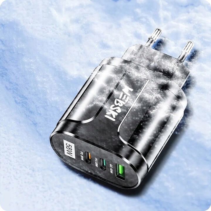 SIECIOWA ŁADOWARKA 3 PORTY USB 58W 2xUSB-C PD 20W +USB QuickCharge 3.0 18W