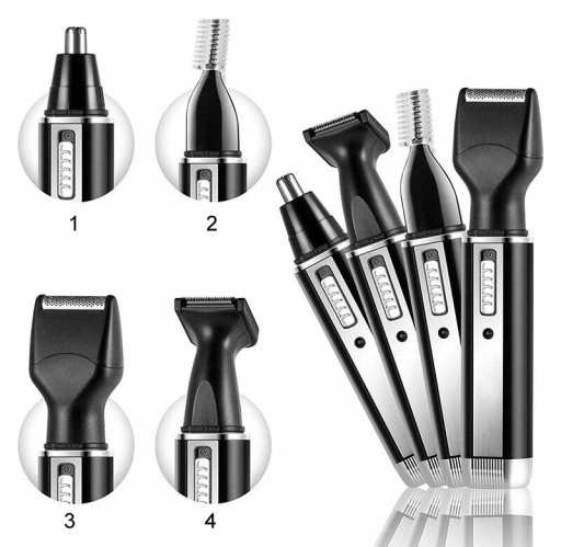 Maszynka trymer 4W1 DO WŁOSÓW BRODY nosa brwi KEMEI 4 nakładki