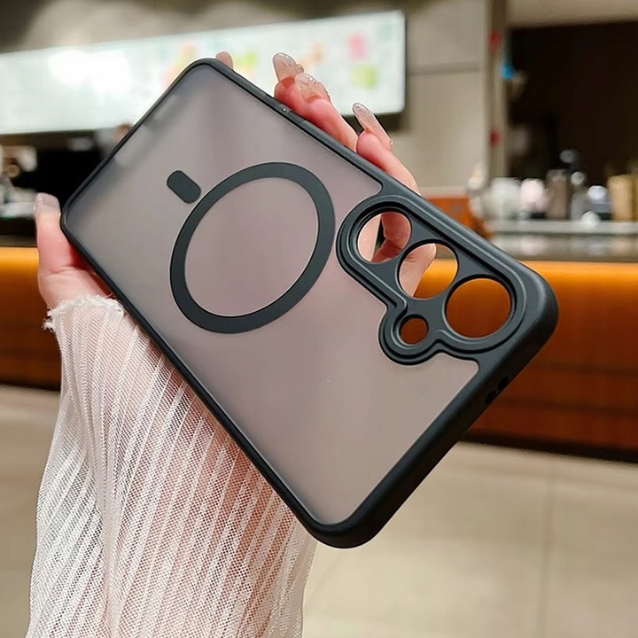 2x SZKŁO+ ETUI WZMACNIANE MAGSAFE CASE CZARNY MATT do SAMSUNG GALAXY S24 FE