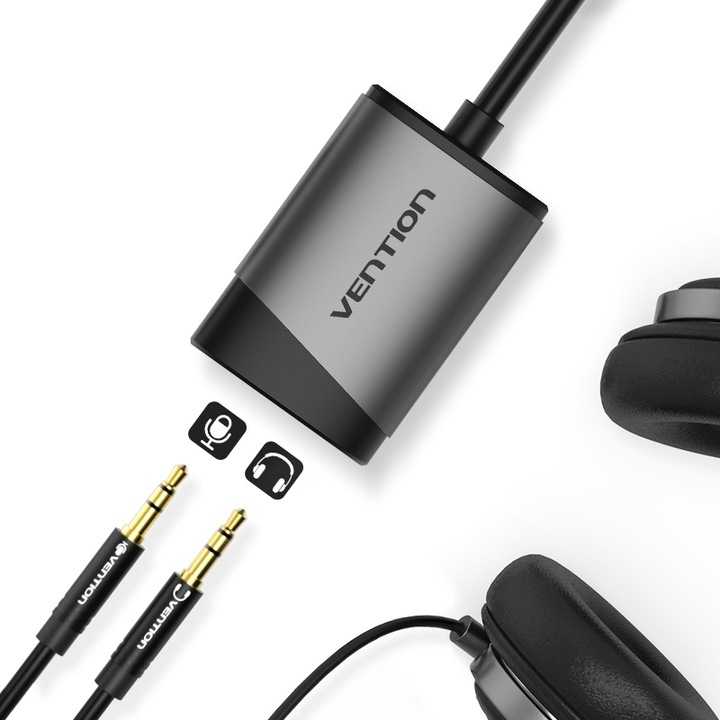 2 x Vention Zewnętrzna Karta Dźwiękowa Adapter USB-A Mikrofon Słuchawki 0,1
