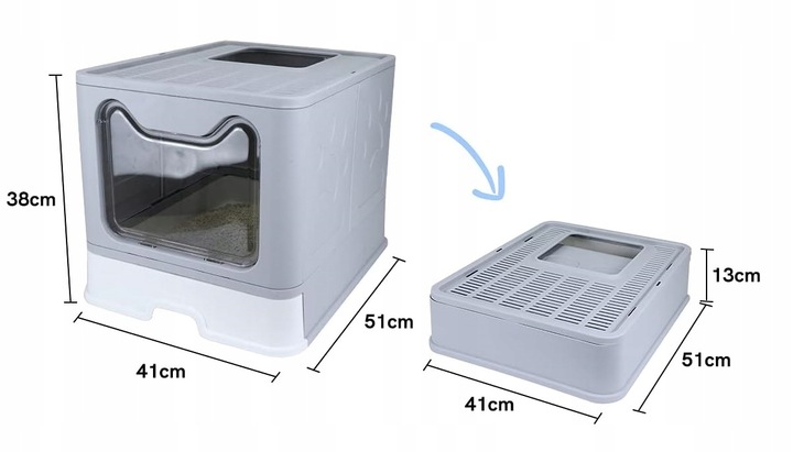 Duża kuweta kryta z szufladą + łopatka (F055)