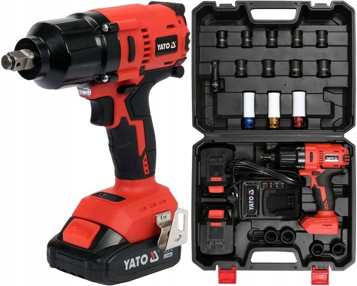 YATO KLUCZ UDAROWY BEZSZCZOTKOWY DO KÓŁ 18V 1/2'' 700nm 2x3Ah + 3