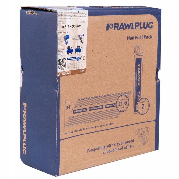 RAWLPLUG GWOŹDZIE DO DREWNA 3,1 X 90MM UKOŚNE DO GWOŹDZIARKI PN3490