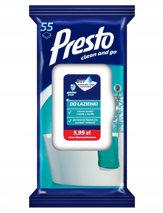 PRESTO ZESTAW MIX 4x Ściereczki chusteczki nawilżane mokre do domu 2w1