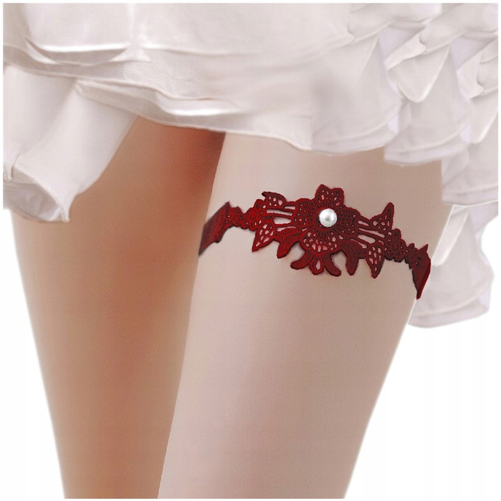 PODWIĄZKA czerwona STUDNIÓWKA z PEREŁKĄ czerwień MODNY ODCIEŃ BURGUND bordo