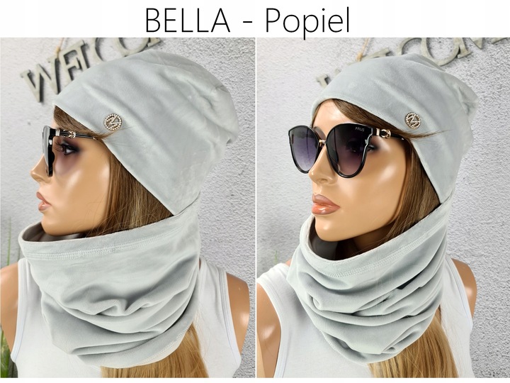 CIEPŁY KOMPLET CZAPKA + KOMIN damski szal - KOLORY