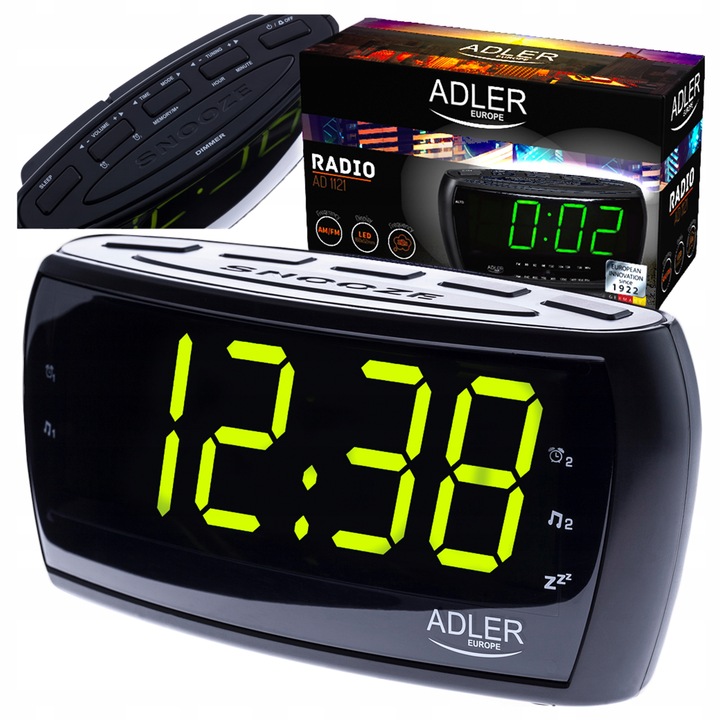 Radio sieciowe Radiobudzik Budzik Zegar AM, FM Adler AD1121