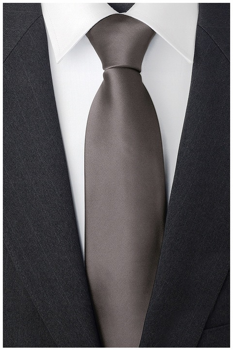 ŻAKARDOWY Gładki Jednokolorowy Krawat Męski do Garnituru GRAFITOWY rr03