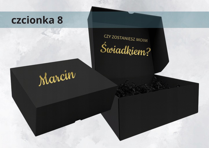 Pudełko box CZARNE czy zostaniesz ŚWIADKIEM Świadkową ślub prezent