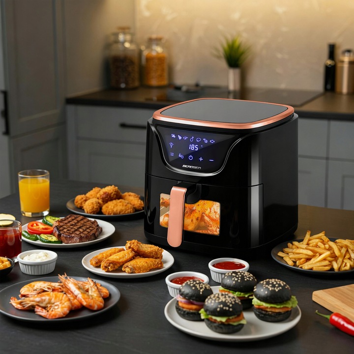 FRYTKOWNICA BEZTŁUSZCZOWA AIR FRYER FRYTOWNICA 5L GRATIS BERDSEN 1500W