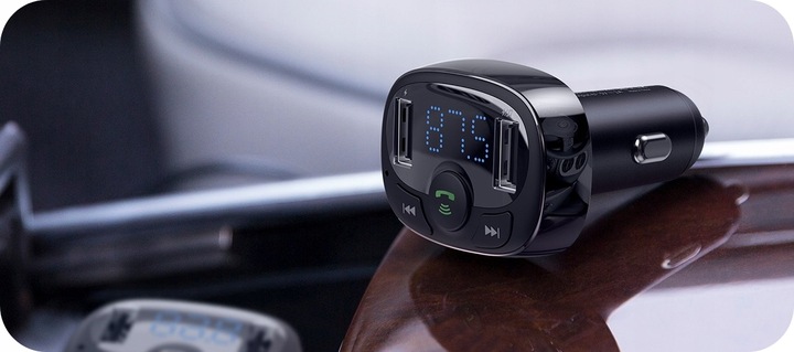 BASEUS TRANSMITER FM BLUETOOTH ŁADOWARKA SAMOCHODOWA MP3 2x USB SD/ TF 3.4A