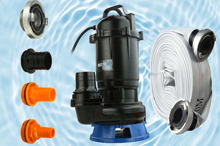 POMPA DO WODY Z WĘŻEM CZYSTEJ BRUDNEJ SZAMBA SCIEKÓW Z ROZDRABNIACZEM