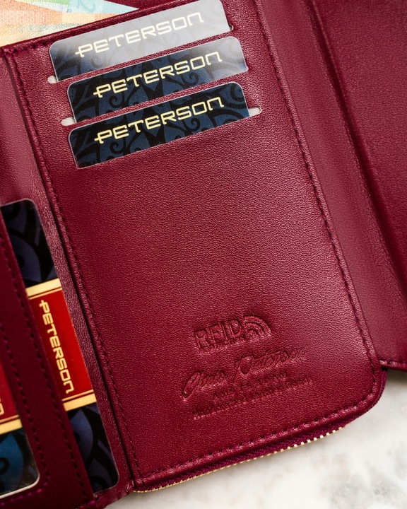 Peterson damski portfel ze skóry ekologicznej w kwiaty pionowy na