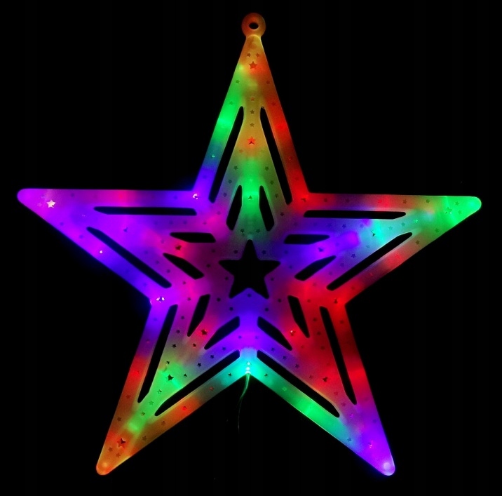 OZDOBA ŚWIĄTECZNA W OKNO GWIAZDA MULTIKOLOR LED 35 CM