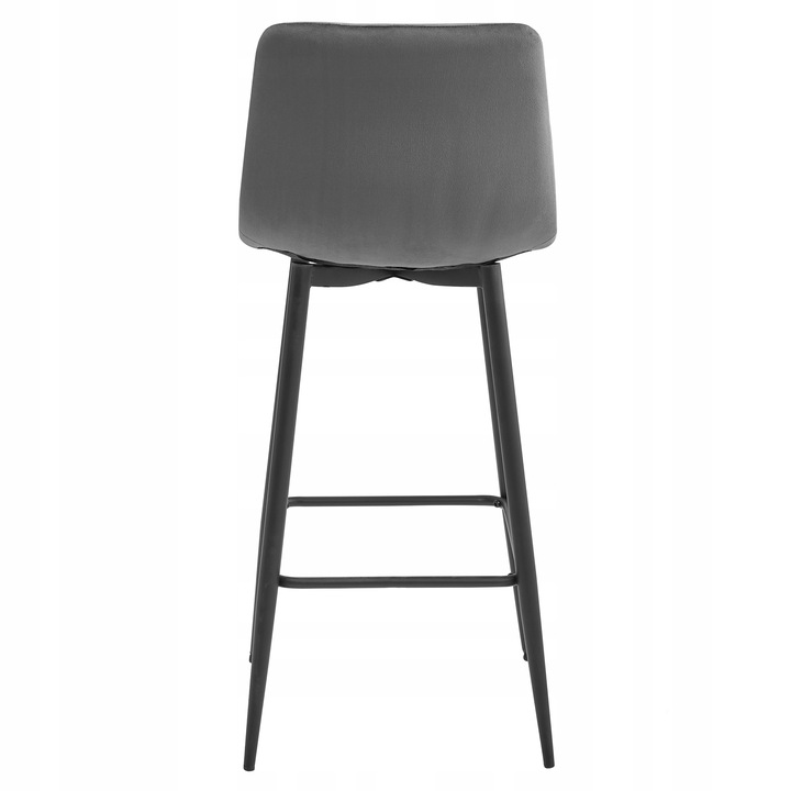 Hoker Barowy Tapicerowany z Oparciem Welurowy Szary do Salonu Wyspy