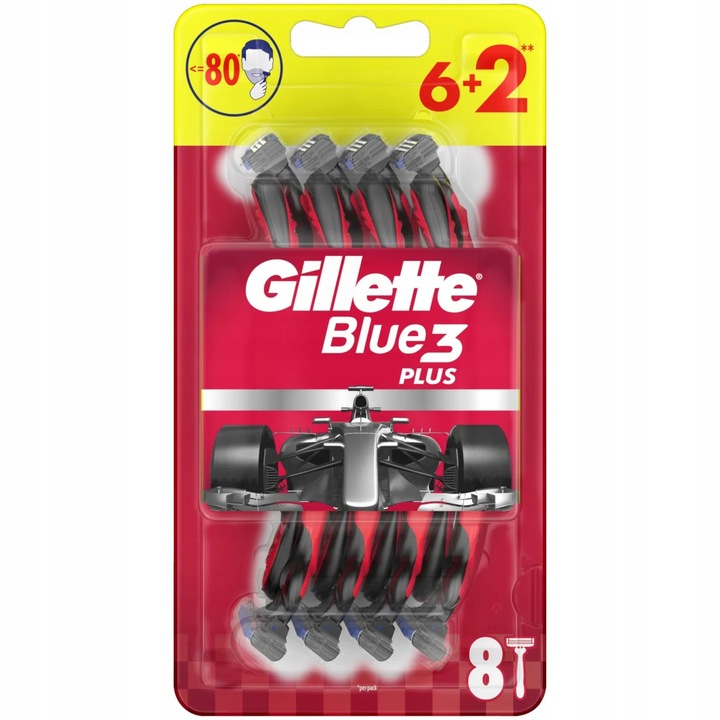 Gillette Blue3 Plus Red Jednorazowe Maszynki do Golenia 6+2szt