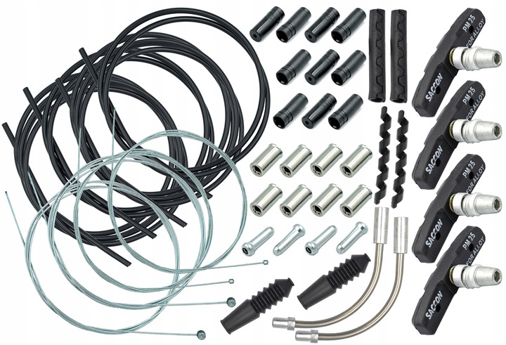 MAXI zestaw linki pancerze końcówki na cały rower