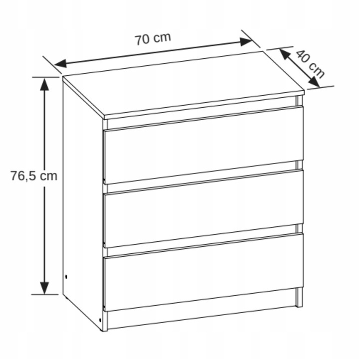 KOMODA SZAFKA ANTRACYT DĄB WOTAN 3 SZUFLADY NOWOCZESNA DO SALONU