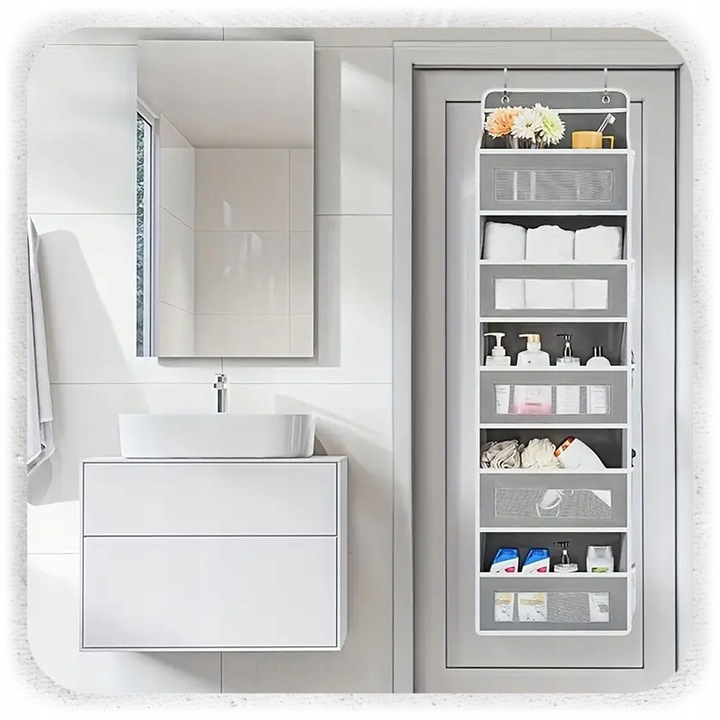 ORGANIZER NA DRZWI WISZĄCY DO SZAFY 5 PÓŁEK KIESZENIE KOSZ NA ZABAWKI