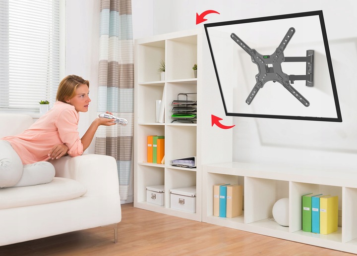 Uchwyt do Telewizora 17-55 cali Obrotowy Długie Ramię 42cm Wieszak TV