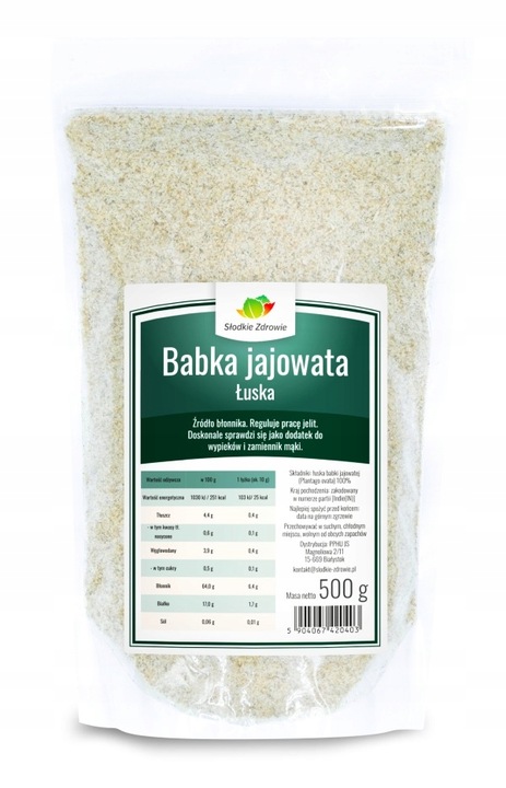 Babka jajowata łuska łupiny BŁONNIK 500g