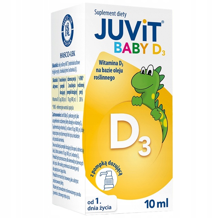 Juvit Baby D3, witamina D3 200 j.m. dla niemowląt, krople, 10 ml