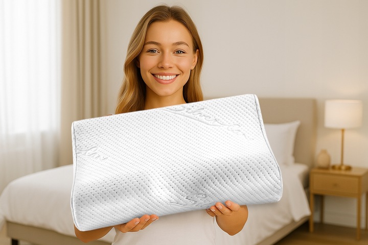 PODUSZKA ORTOPEDYCZNA DO SPANIA PROFILOWANA Z WGŁĘBIENIEM PIANKA MEMORY
