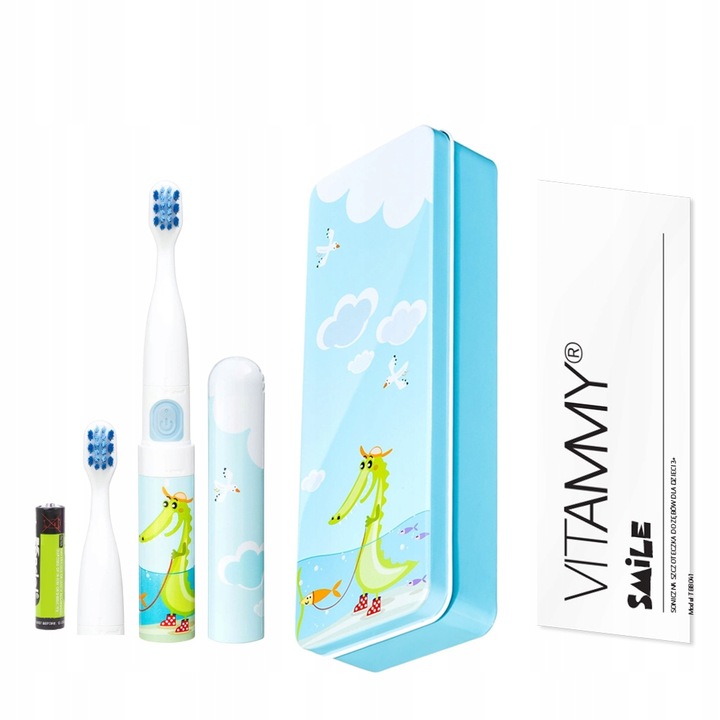 SZCZOTECZKA SONICZNA DO ZĘBÓW DLA DZIECI 3+ VITAMMY SMILE +ETUI 2KOŃCÓWKI