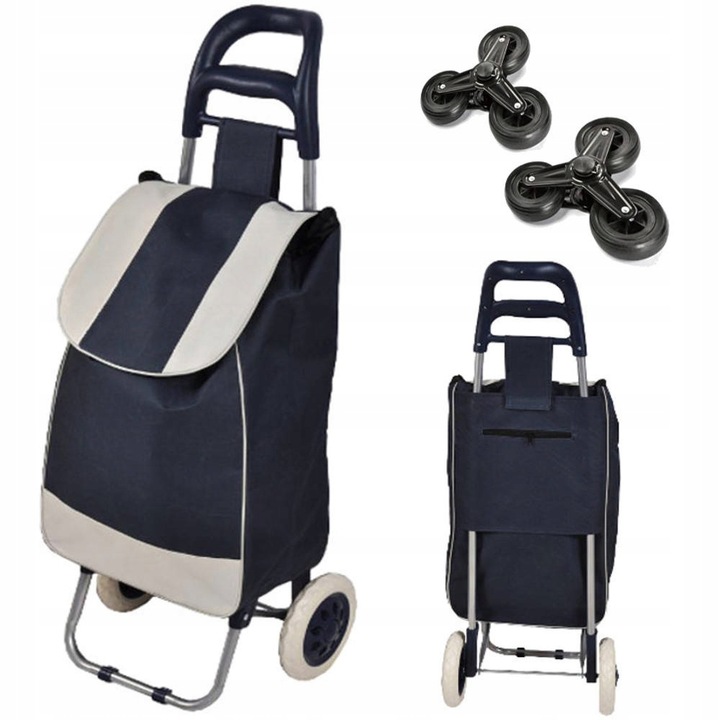 WÓZEK TORBA NA ZAKUPY NA KÓŁKACH SKŁADANY + POTRÓJNE KOŁA NA SCHODY