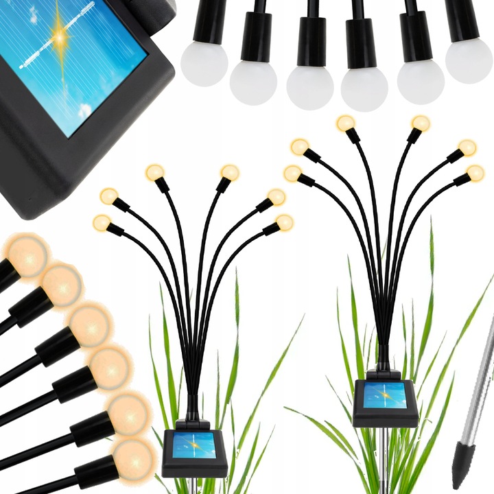 2x LAMPKI SOLARNE LAMPA SOLARNA WBIJANE OGRODOWE KULKI 6x LED DO