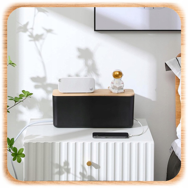 ORGANIZER NA KABLE POJEMNIK PUDEŁKO NA LISTWY KABLI PRZEWODY BOX DREWNO L