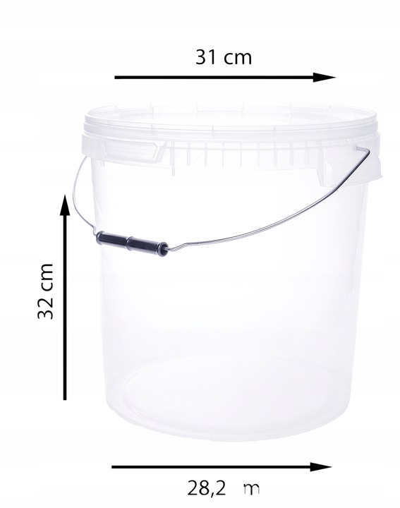 WIADERKO WIADRO POJEMNIK Z POKRYWKĄ TRANSPARENTNE 20L DO 200°
