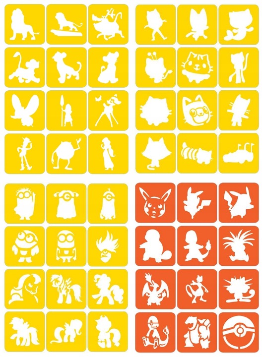 Szablony do tatuaży brokatowych, Tatuaże brokatowe - mix 100 sztuk