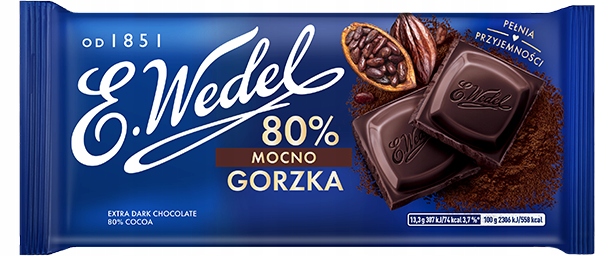 Czekolada gorzka 80% MOCNO GORZKA E.Wedel 80 g x 10 sztuk