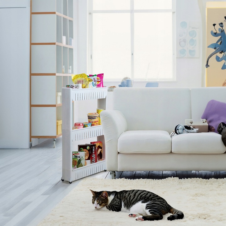 PÓŁKA ŁAZIENKOWA KUCHENNA REGAŁ NA KÓŁKACH MOBILNA 3 PÓŁKI SZAFKA