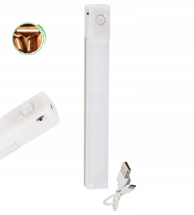 SAMOPRZYLEPNA LAMPKA LISTWA LED CZUJNIK RUCHU SZAFA SCHODY BARWA