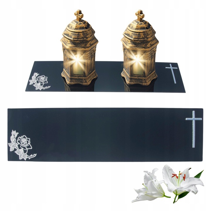 PODSTAWKA POD ZNICZ Tacka na Grób Cmentarz ZNICZE 60X15 SZKŁO AKRYLOWE