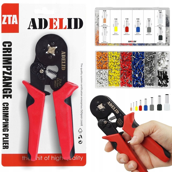 ZACISKARKA PRASKA DO KONEKTORÓW KOŃCÓWEK KABLI PRZEWODÓW + 1300