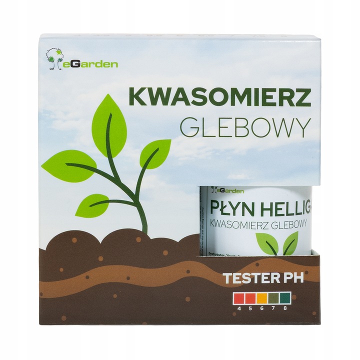 Kwasomierz Glebowy pH Zestaw z Płynem i Skalą Kolorów HELLIGA TESTER