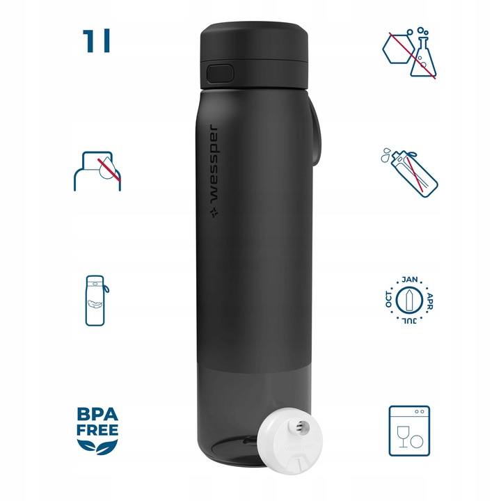 Butelka filtrująca bidon na wodę z filtrem TRITAN BPA FREE WESSPER B2