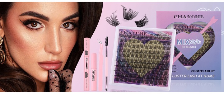 RZĘSY BONDINGOWE ZESTAW STARTOWY RZĘSY DIY 120 KĘPEK D CURL CLUSTER LASHES