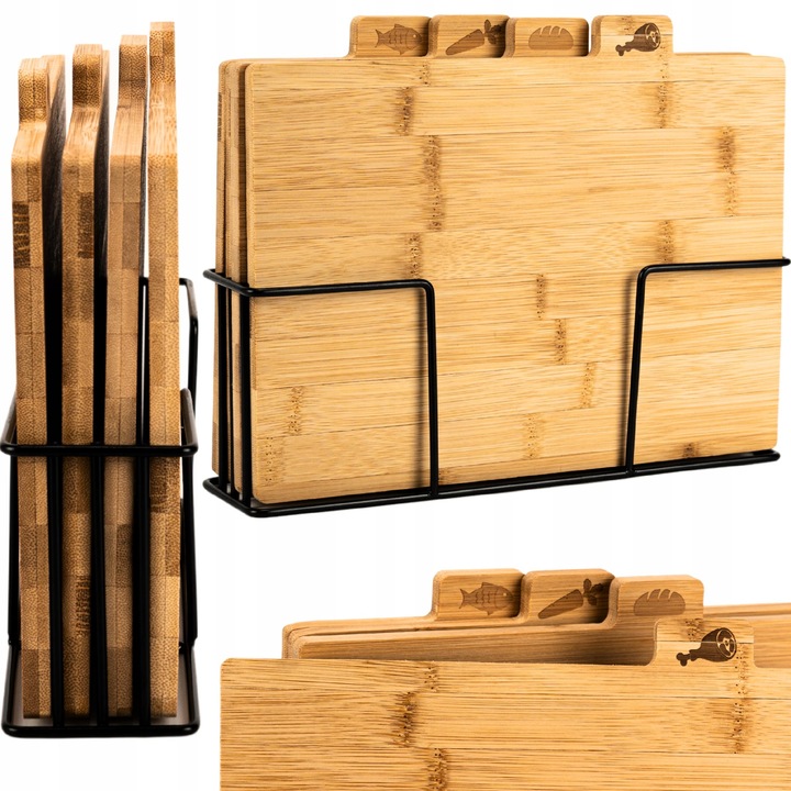 DESKA DO KROJENIA DESKI NA STOJAKU DO KROJENIA DREWNIANY ZESTAW DESEK