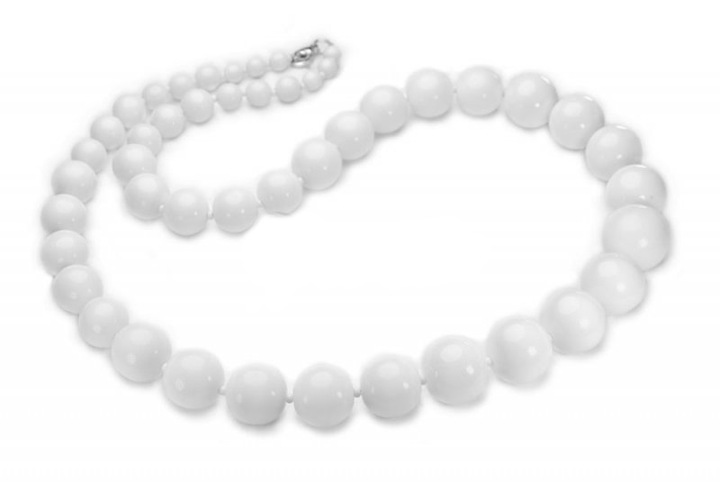 Naszyjnik Korale Biały Mleczny Szklany Letni Jablonex Przyjęcie Wizytowy
