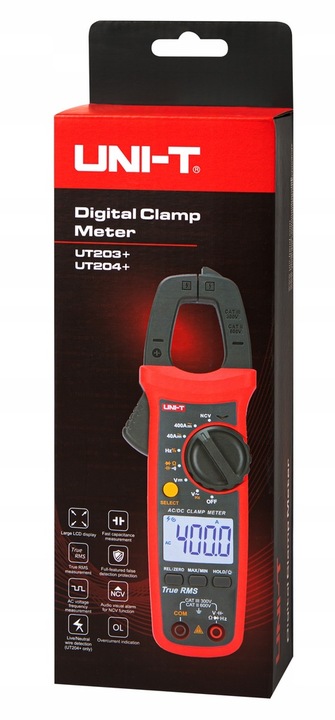 MULTIMETR AMPEROMIERZ MIERNIK PRĄDU CĘGOWY TrueRMS ETUI LCD ZESTAW