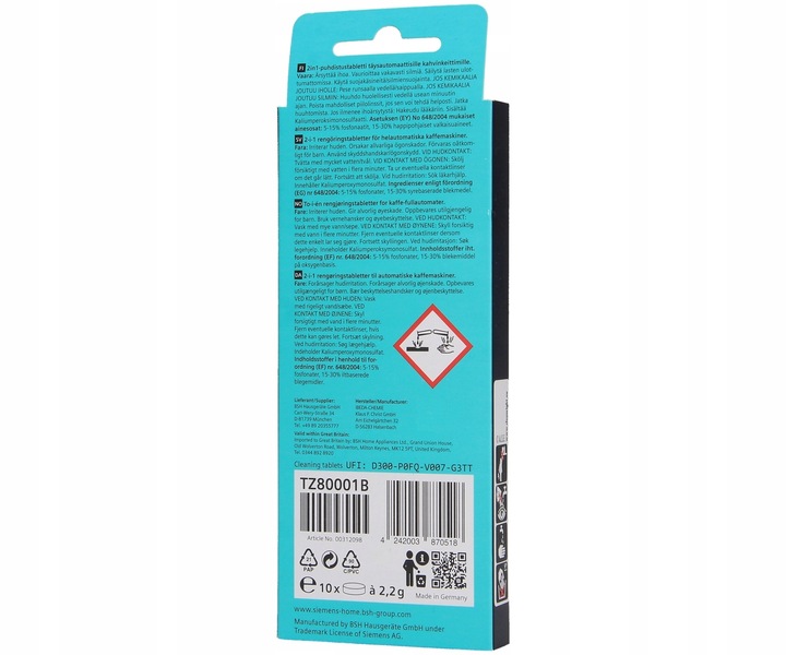 TABLETKI DO CZYSZCZENIA EKSPRESU TZ80001B SIEMENS