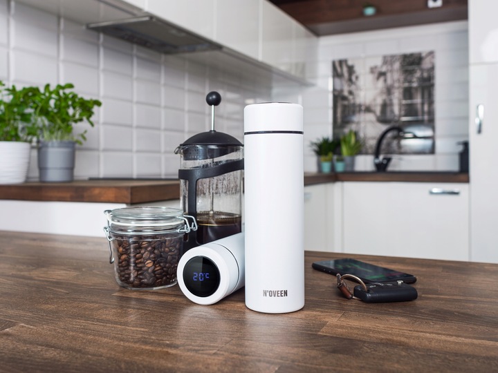 SZCZELNY TERMOS BUTELKA TERMICZNA KUBEK Z TERMOMETREM NA KAWĘ HERBATĘ SITKO