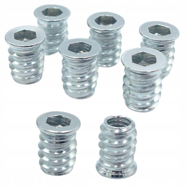 Mufa do drewna M6 x 15 mm 100 szt. dwugwintowa wkręcana z kołnierzem