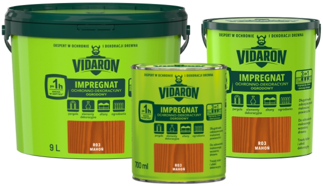 VIDARON IMPREGNAT OGRODOWY 9L R04 ZŁOTY DĄB